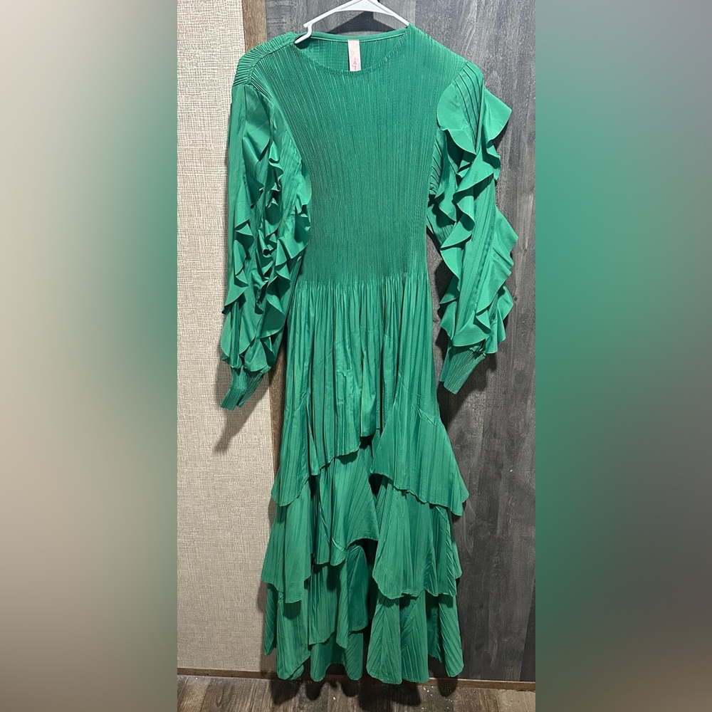 Elegant Green Ruffle Dress